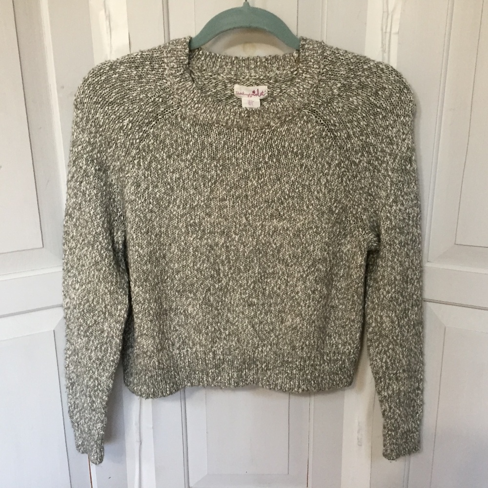 Shrinking Violet Green & White Crew Neck Sweater